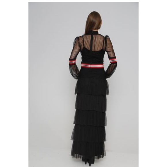 Black lace long sleeve layered maxi dress - Picture 4 of 7